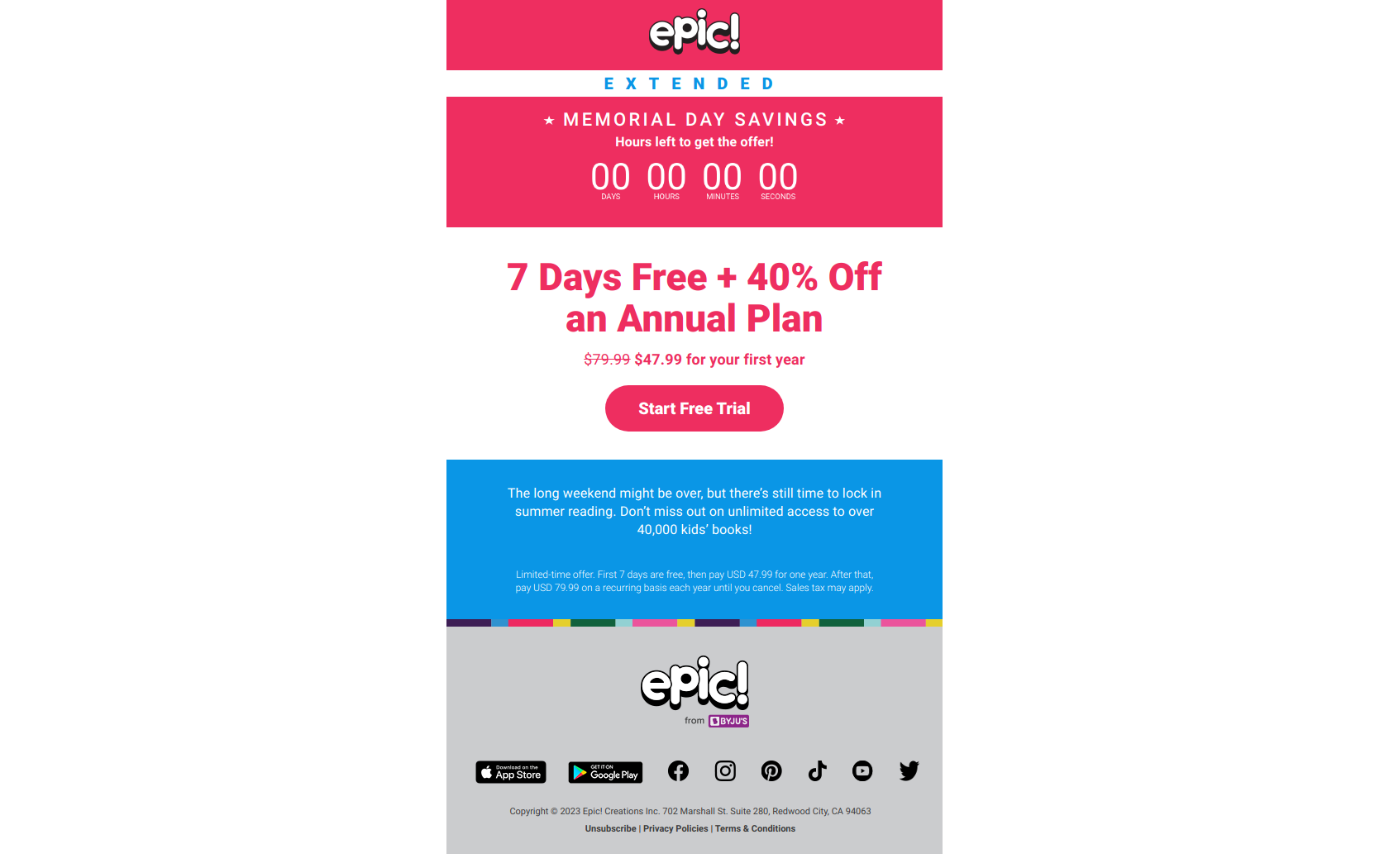 Last chance: 40% off your Epic subscription. - Epic! Books for Kids Newsletter