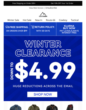 Winter Clearance Event: Down To $4.99