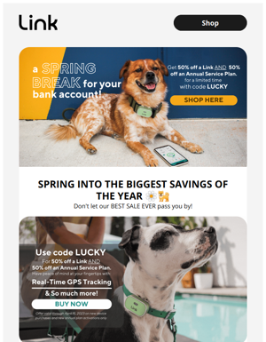 Spring Into Savings With 50% Off The Link Dog Tracker! Our Best Deal EVER. 👉