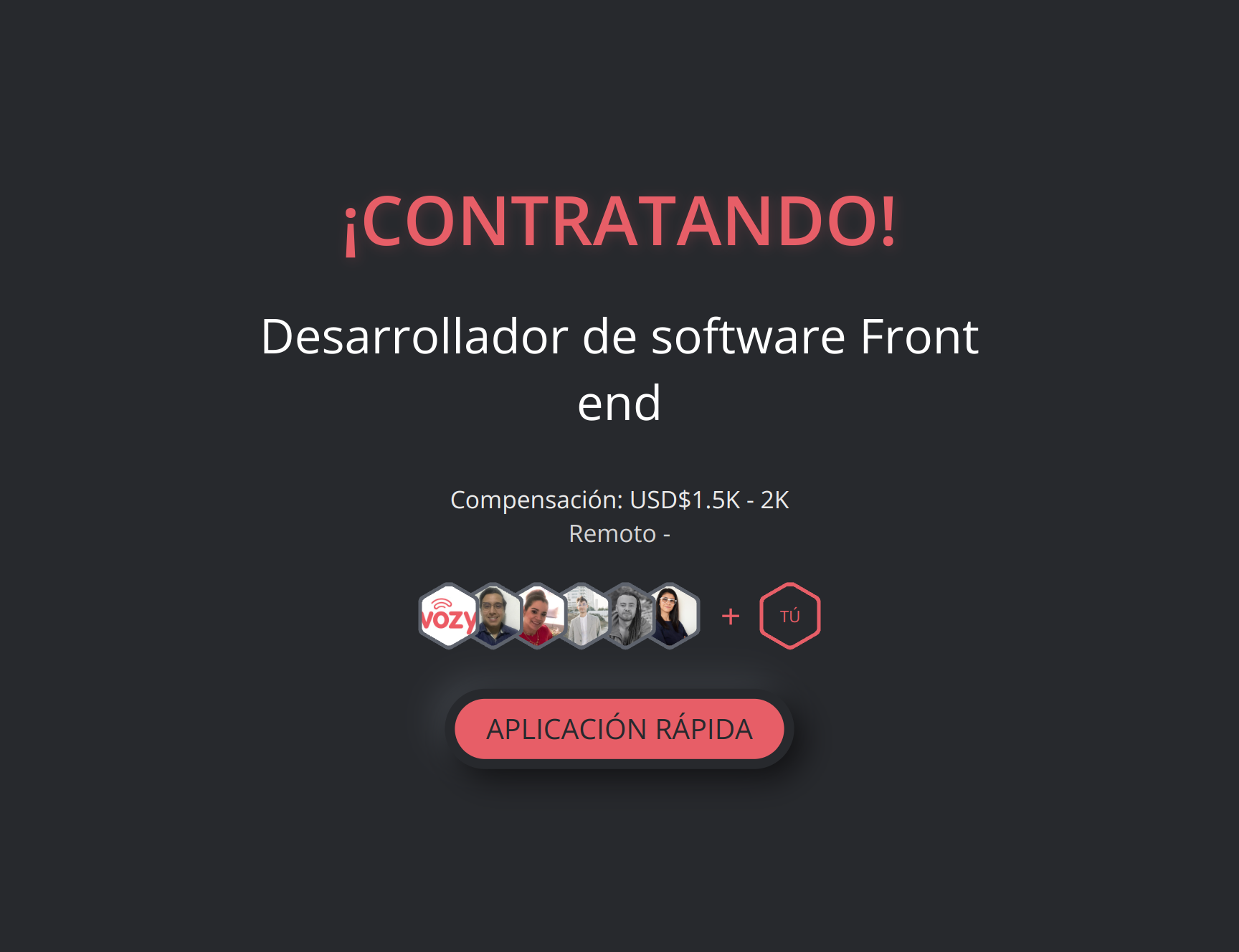 Desarrollador de software Front end en Vozy Torre