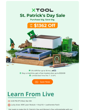 ⏰ St. Patrick's Day Sale And Livestream Party – Shop, Learn, And Celebrate With Us!