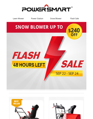 48Hours Left! Snow Blower Flash Sale