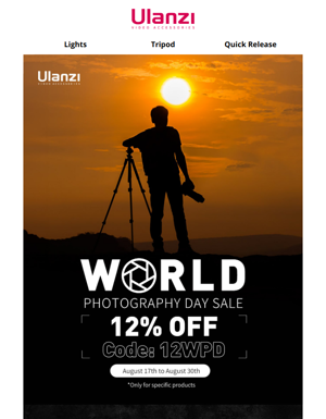 📸World Photography Day Sale | 12% OFF