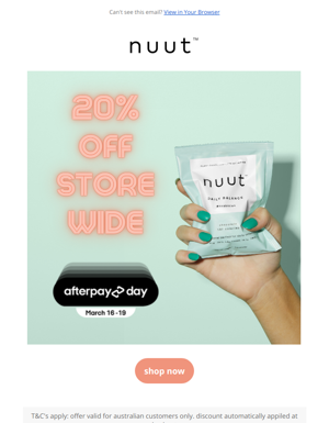 20% Off Storewide - Afterpay Day Sale