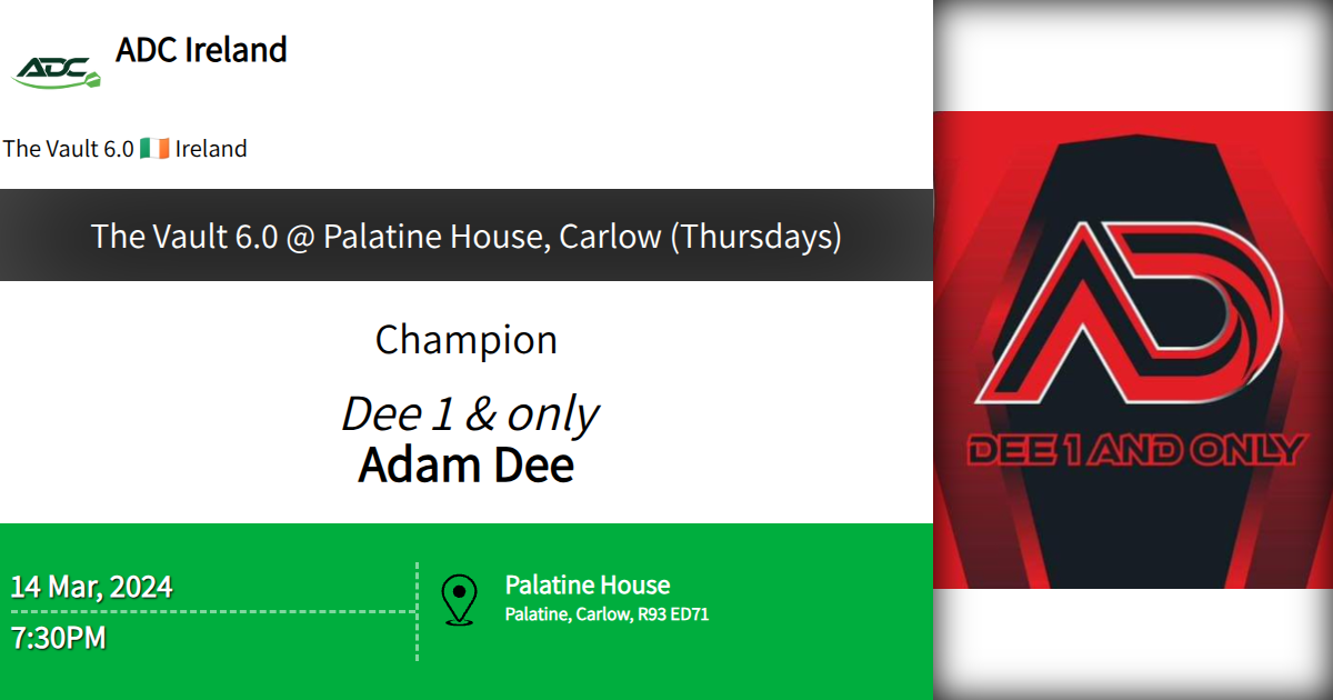 The Vault 6.0 Palatine House, Carlow (Thursdays)