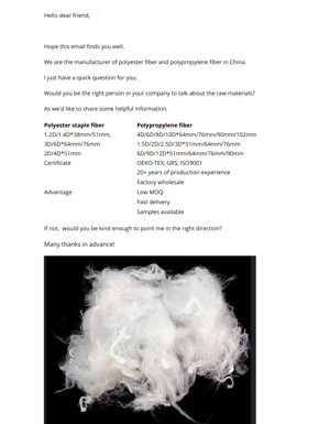 Synthetic Fiber For Nonwoven