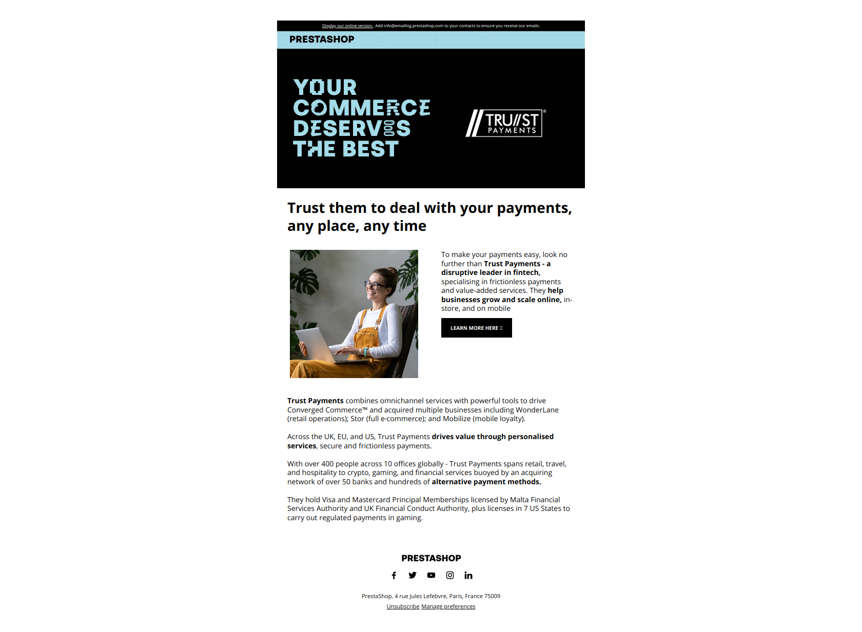 Trust Payments: They make payments easy - PrestaShop Newsletter