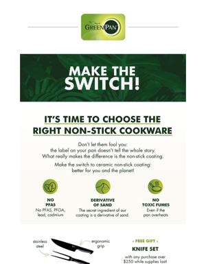 Make The Switch. It's Time To Choose The Right Non-Stick Cookware.