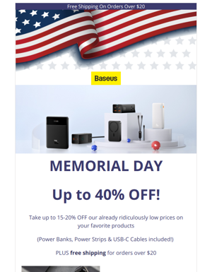 Last Chance To Save Before Memorial Day – 40% Off!