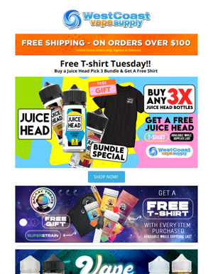 Free T-shirt Tuesday On All Juice Head Bundles!