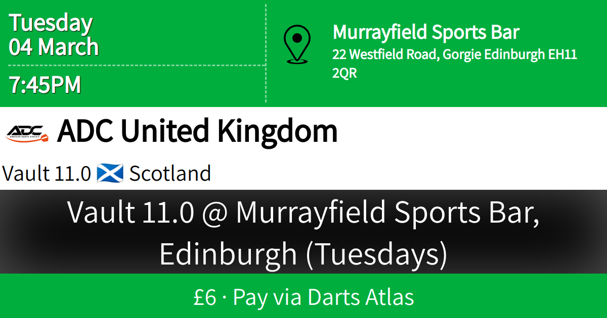 Vault 11.0 @ Murrayfield Sports Bar, Edinburgh (Tuesdays)