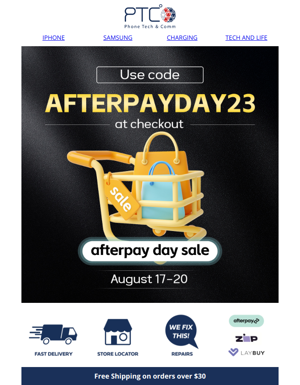 , 15% Off Afterpay Day Sales