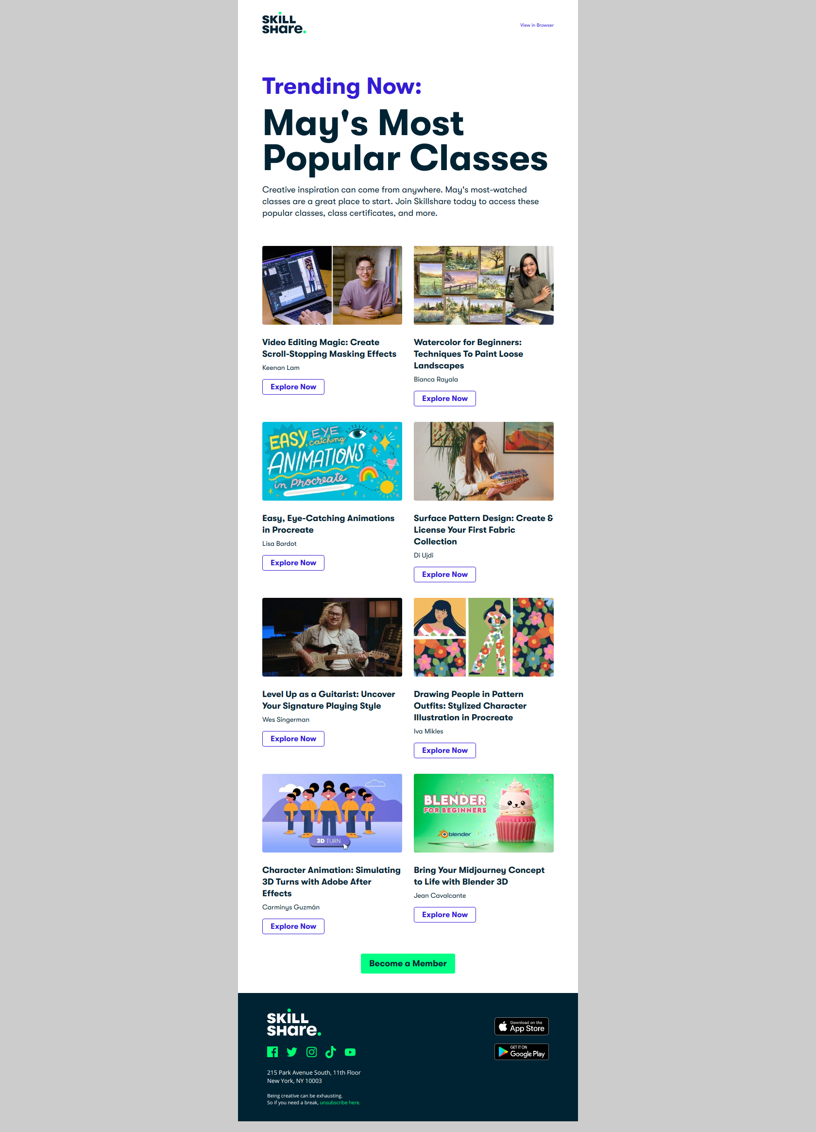 May's Most Popular Classes - Skillshare Newsletter