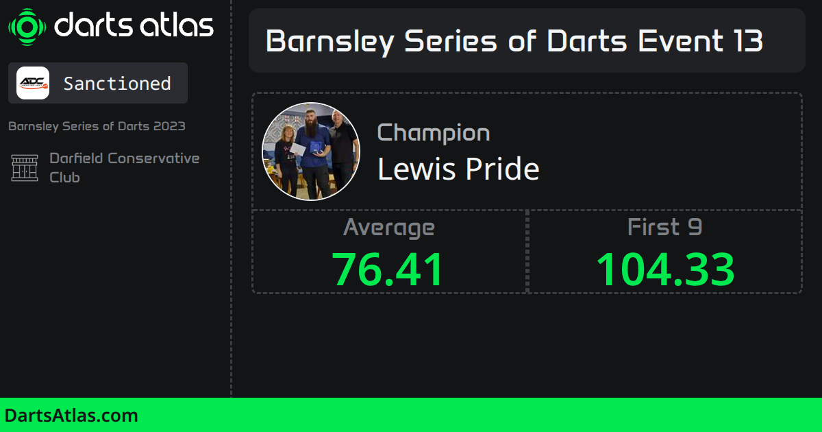 Barnsley series of darts event 13