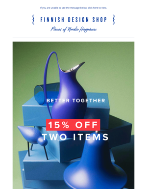 Save 15% On Two Items | Early Valentine's Day Gift