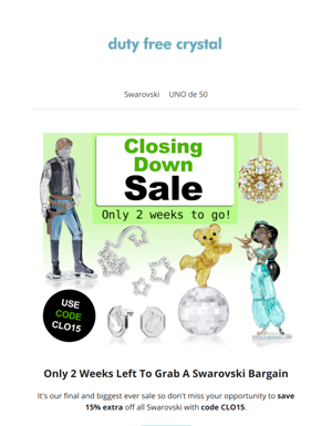 Closing Down Sale | Only 2 Weeks To Go!