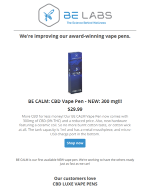 BE CALM Vape Pen: New And Improved!