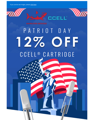 🇺🇸 Patriot Day Offer: SAVE 12% OFF CCELL® Cartridges