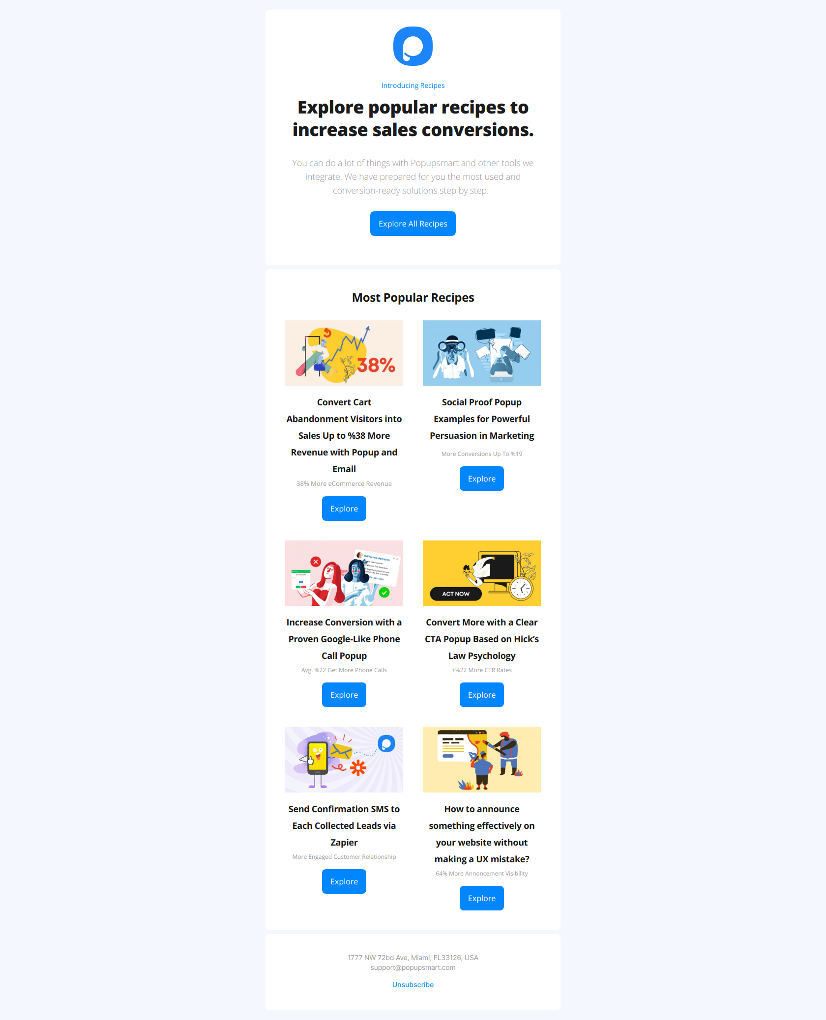 Hey there, you have new recipes to increase sales conversions. 🚀 - Emre from Popupsmart Newsletter