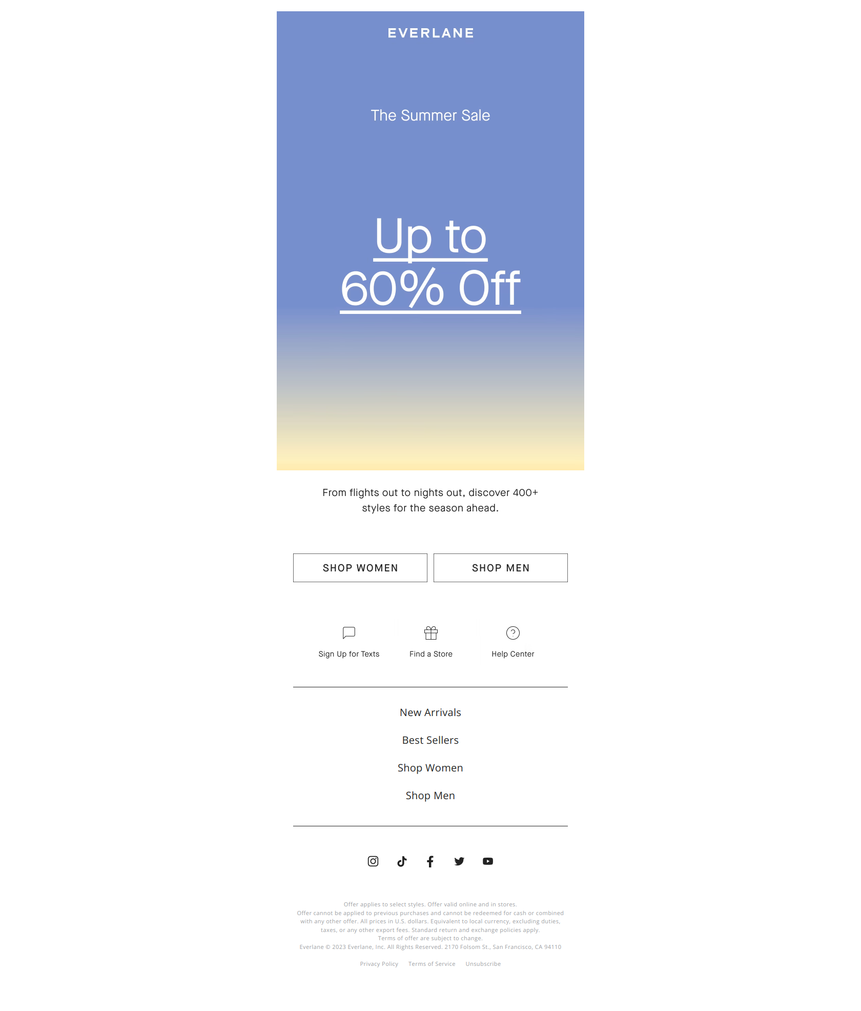 Up to 60% Off: The Summer Sale - Everlane Newsletter