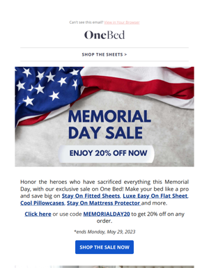 Hurry! Save 20% On Memorial Day