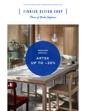 Weekend Special: Artek Up To –20 % | Order Evergreen Favourites For Less