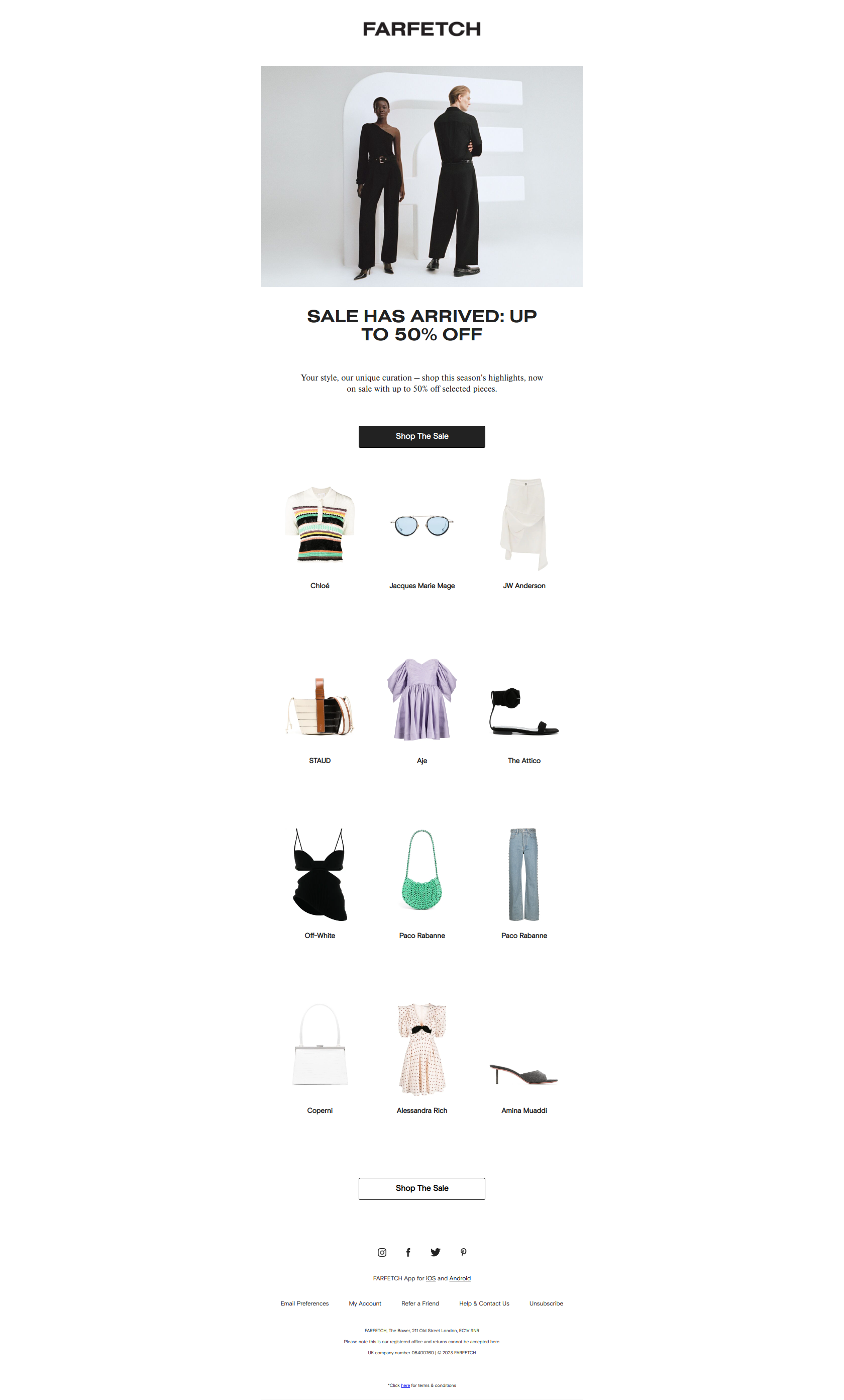 Sale is here. Get up to 50% off now - FARFETCH Newsletter