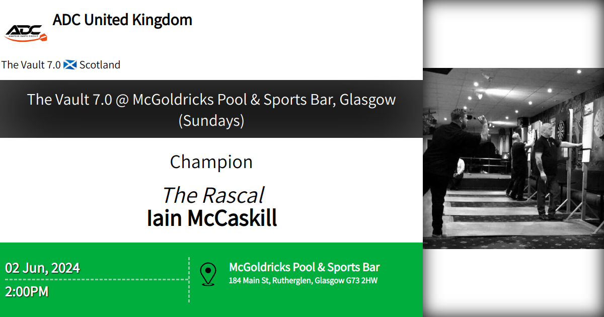 The Vault 7.0 McGoldricks Pool & Sports Bar, Glasgow (Sundays)