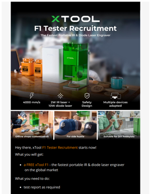 😆 XTool F1 Is Now Recruiting! Be The First One To Try Out >