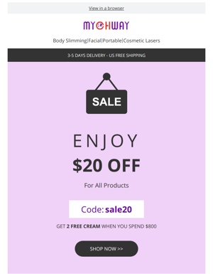 MyChway: $20 Off For Purchasing Any Products