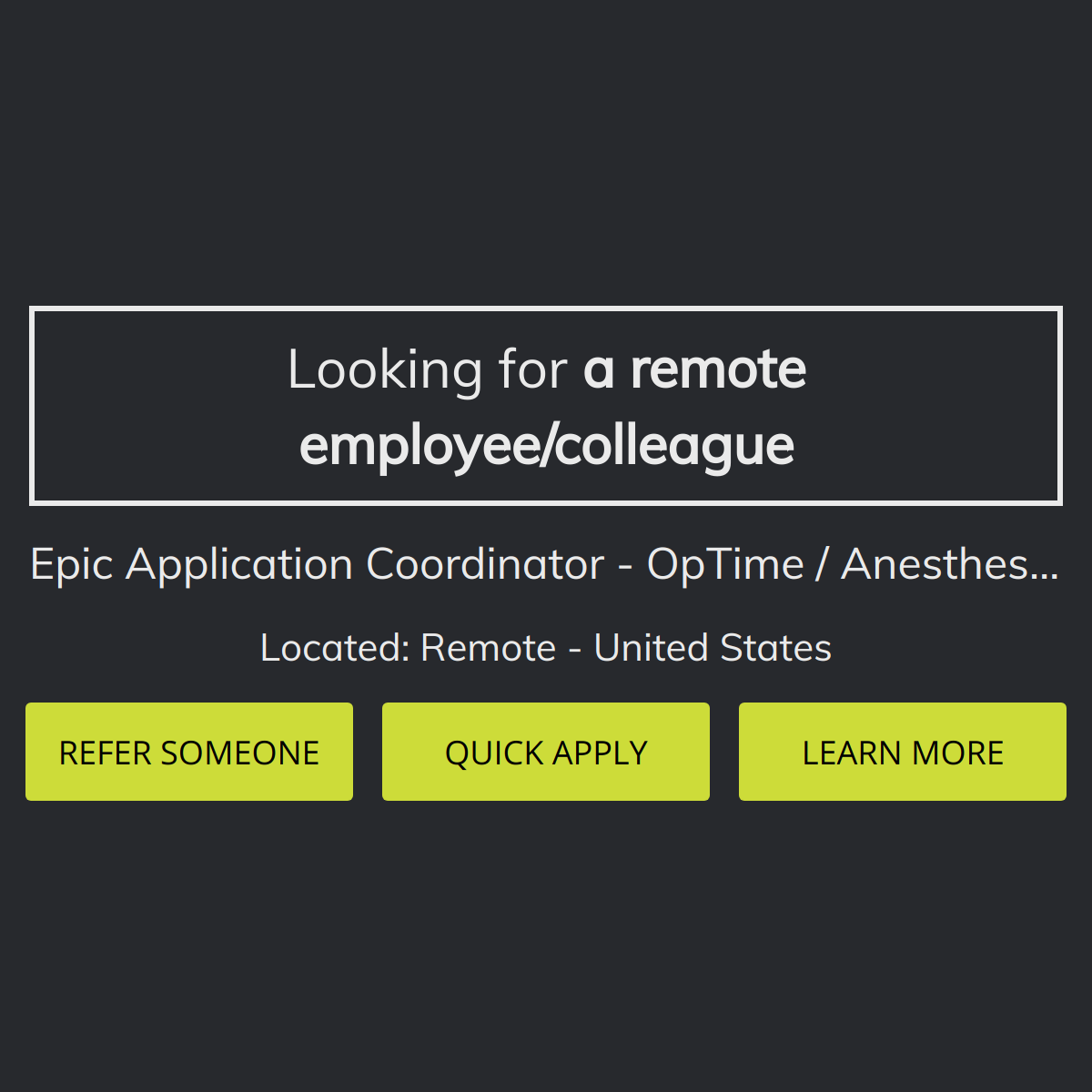 Epic Application Coordinator OpTime / Anesthesia Torre