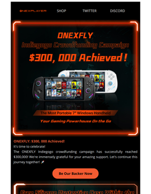 🚀ONEXFLY Achieved＄300, 000 In IGG Crowdfunding Campaign!