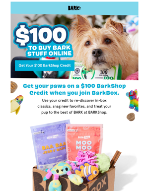 ⏰ Memorial Day Deal: $100 BarkShop Credit On Us