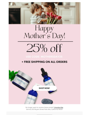 Celebrate Mom With Verima's Exclusive Mother's Day Sale!