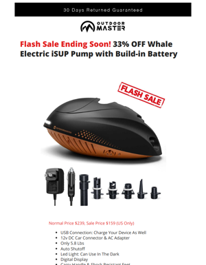 33% Off Whale ESUP Pump - Last Chance! 🐳