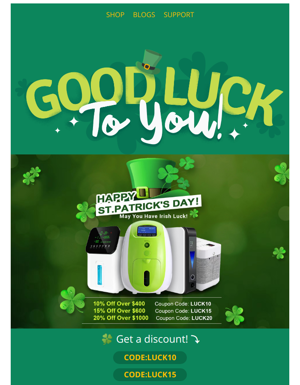 Get Lucky🍀with 20% Off On Portable Oxygen Concentrators For St. Patrick's Day