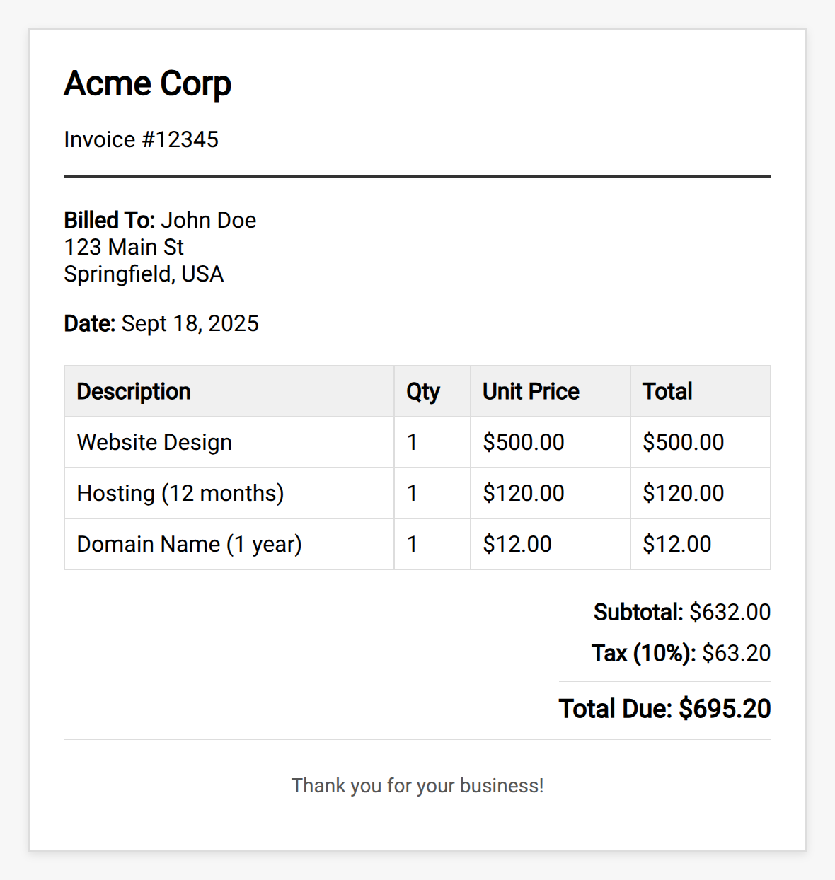 Image for Example: Invoice / Receipt Snapshot