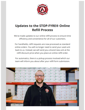 Updates To The STOP-FYRE® Online Refill Process