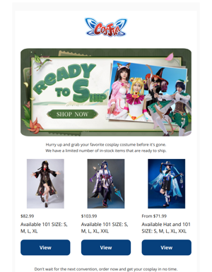Receive Your Costumes Within Five Days!